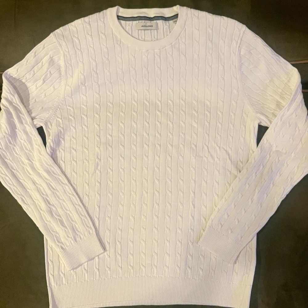 Jack & Jones Men’s Cable Knit lightweight cotton sweater